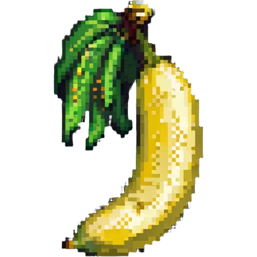 pixel art banana half peeled emoji