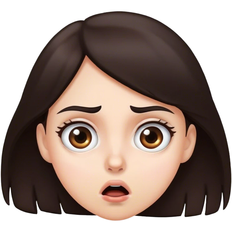 shocked girl with dark brown hair and eyes white girl emoji