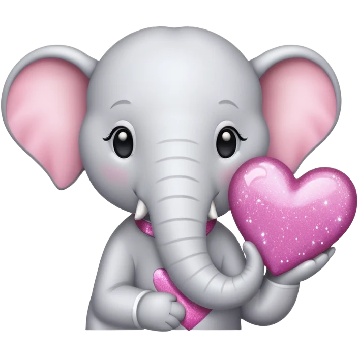 White Elephant with a glitter heart  emoji
