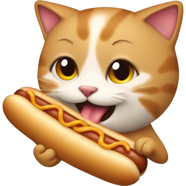 Cat eating a hotdog emoji