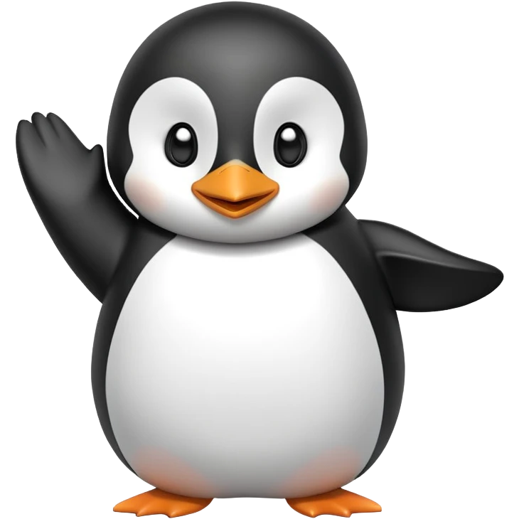happy penguin waving with both flippers emoji