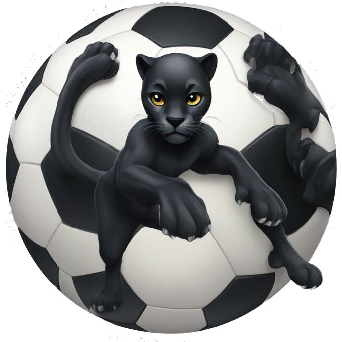 black panther with soccer ball emoji