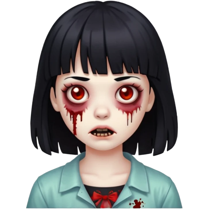 Zombie girl with black hair and bangs  emoji