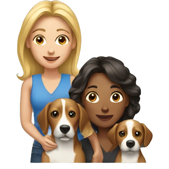two women with a dog emoji