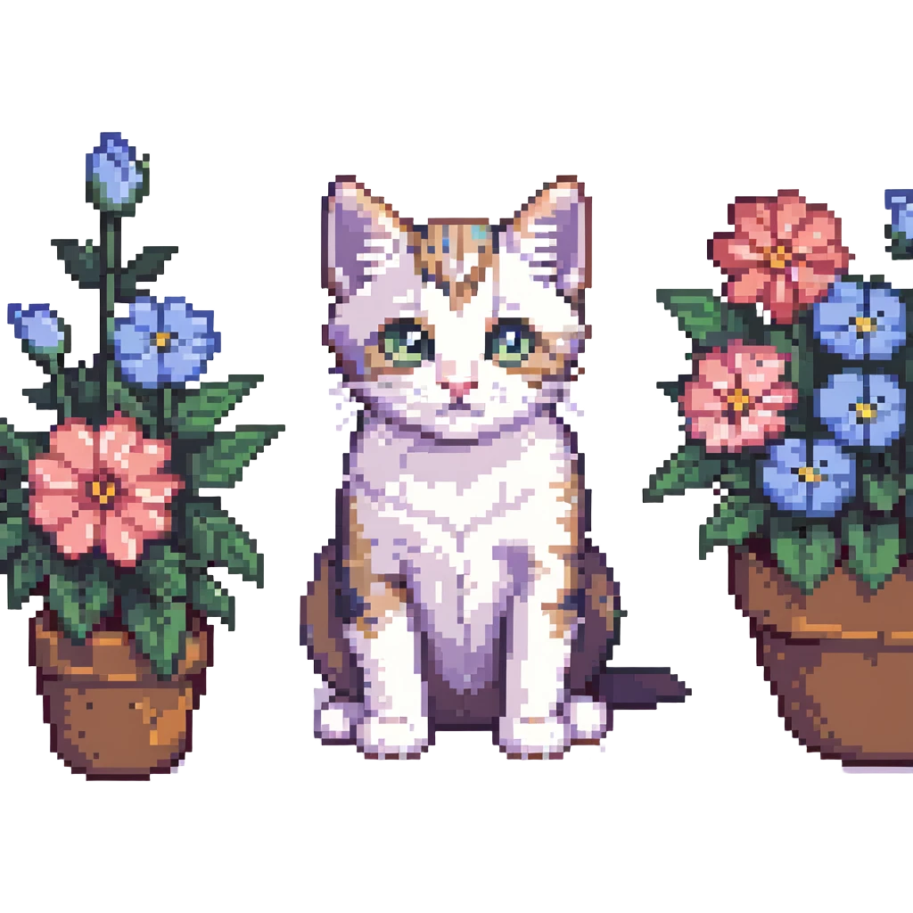 Kitten and flowers emoji