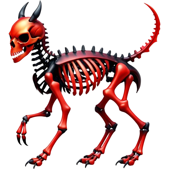 A black and red gradient epic shiny cool edgy skeletal animal, full body emoji