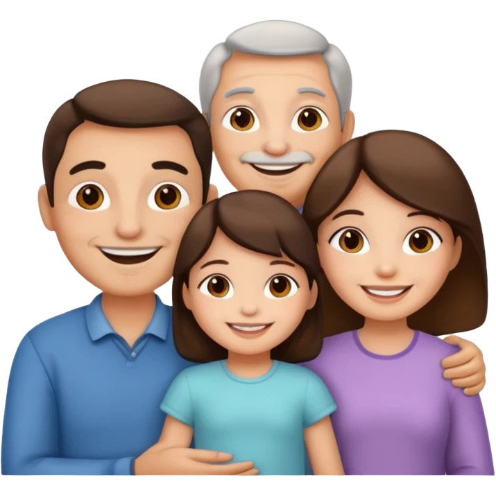 mama, papa niña y gata emoji