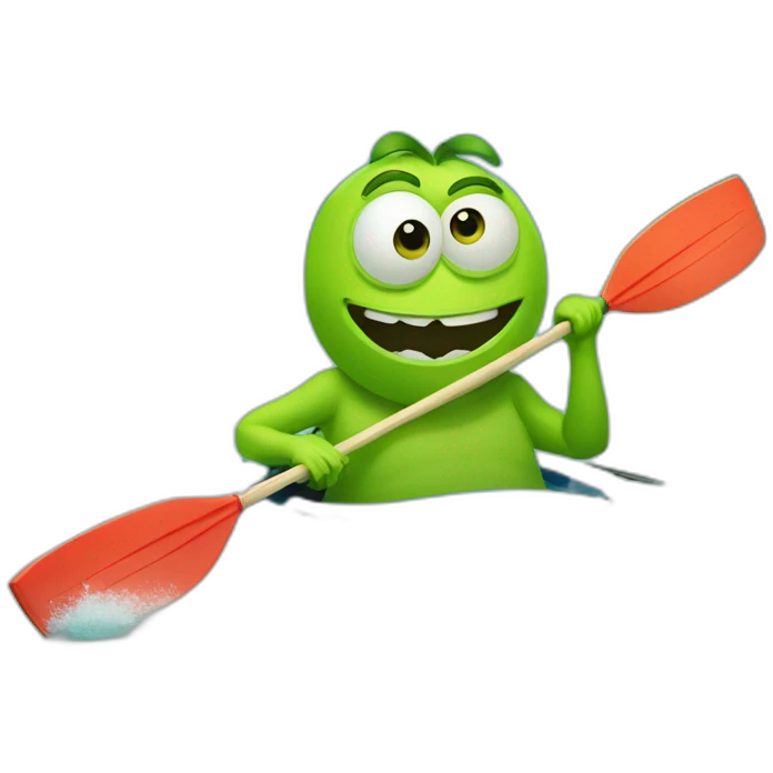 Mike Wazowski cartoon on kayaking emoji