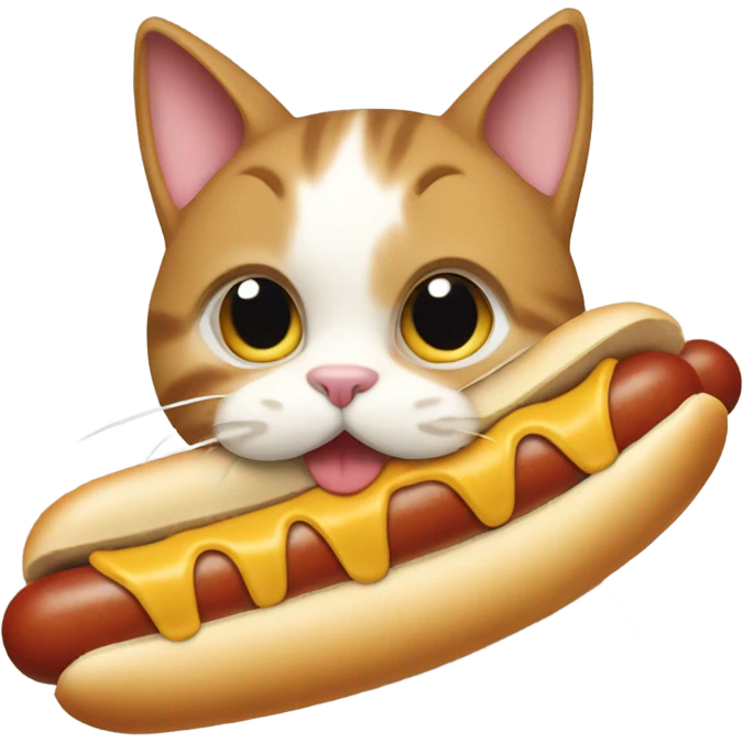 cat eating hotdog  emoji