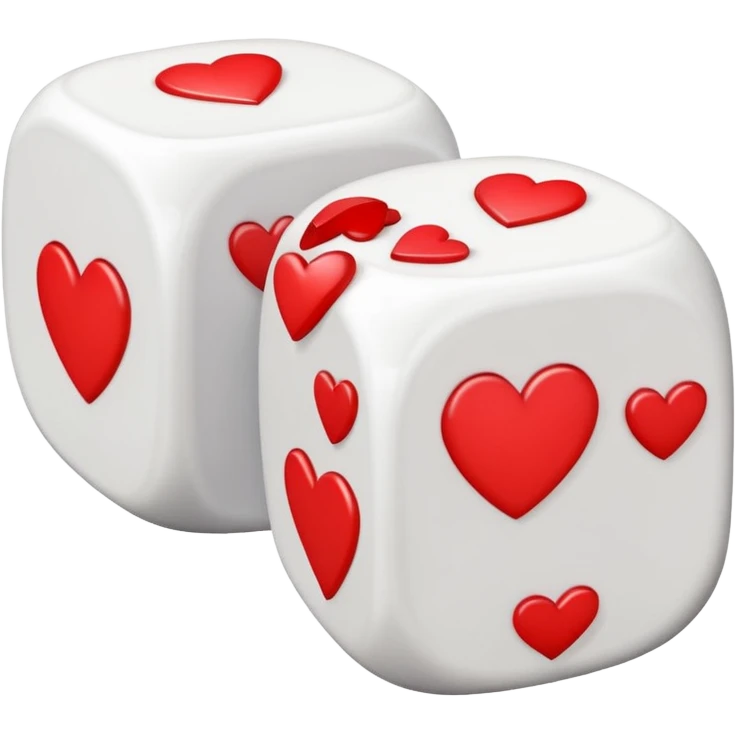two dices in with red heart details emoji