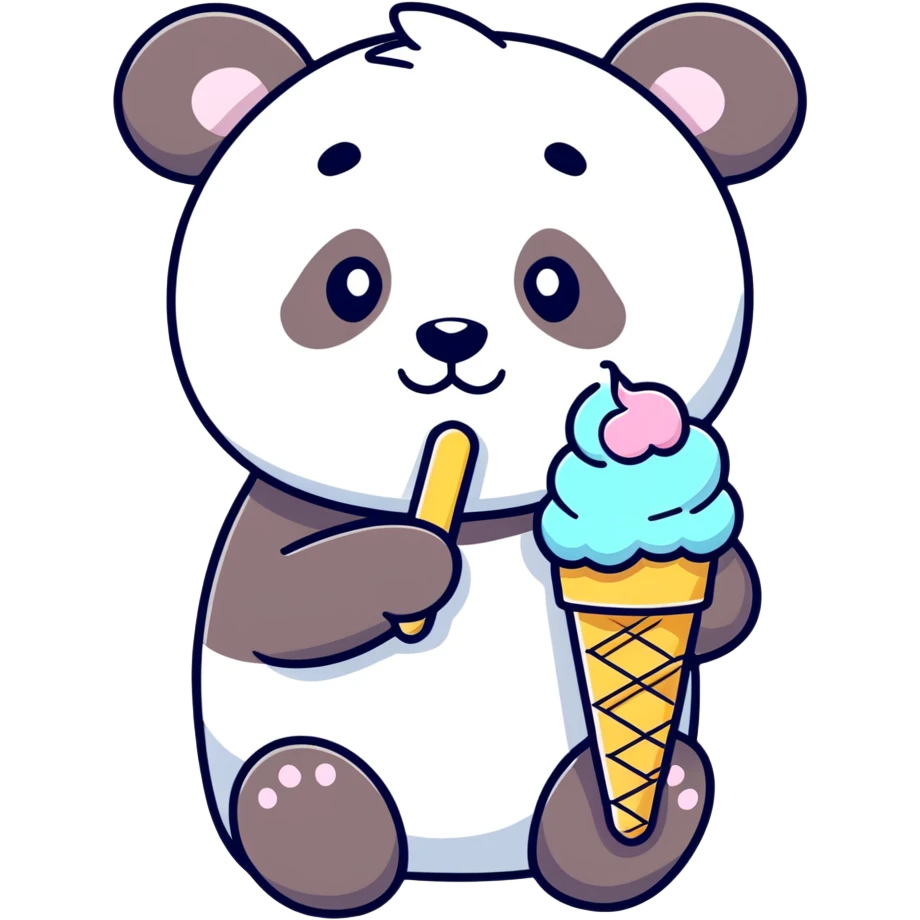 Panda eating ice cream emoji