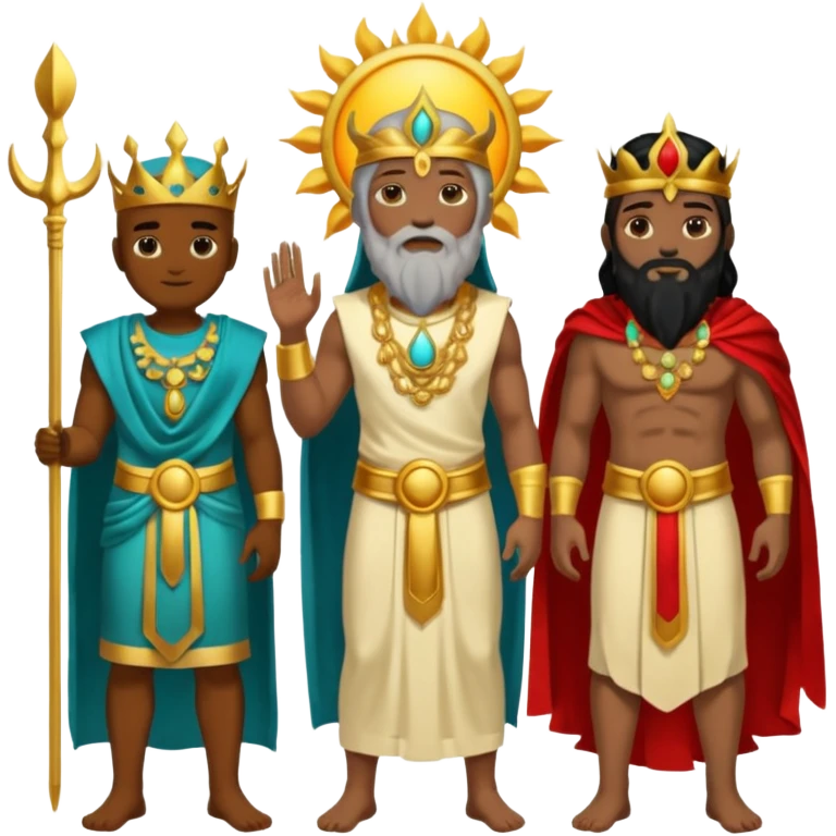 divine synergy between earth God, sun God, sea God and Death God emoji