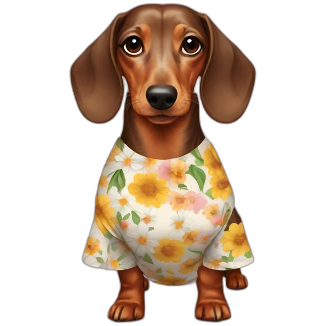 Dachshund whith flowers dress emoji
