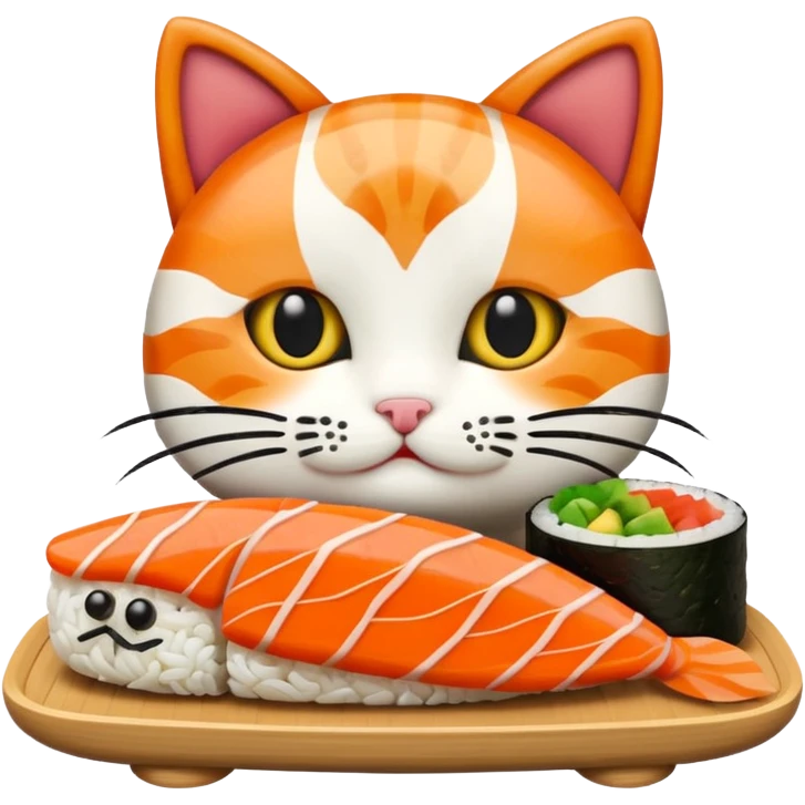 A cute cat made of sushi  emoji