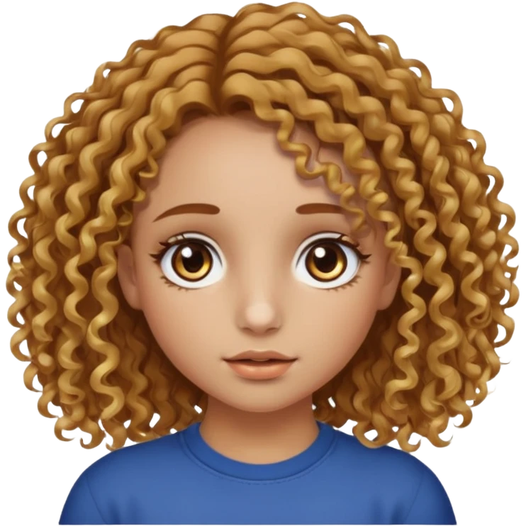 A girl with brown curly hair and blonde edges side parted with hazel central heterochromia eyes and a nose ring emoji