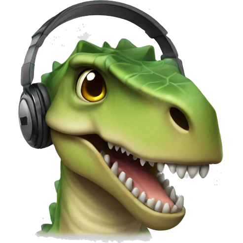 Dinosaur with headphones emoji