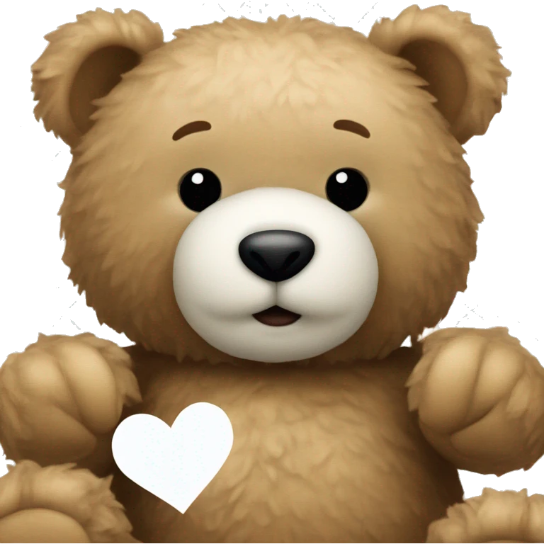 Teddy bear with a white heart emoji