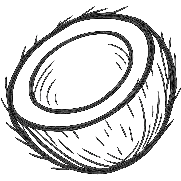 coconut cut in half, minimalist style, simple lines emoji