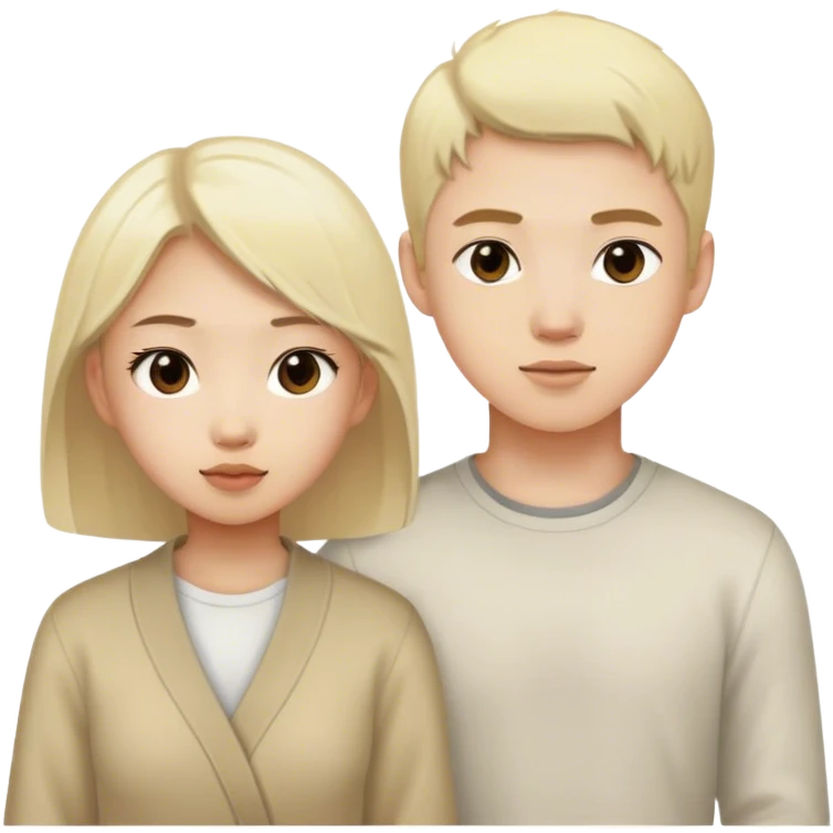 Asian girl and white blonde boy emoji