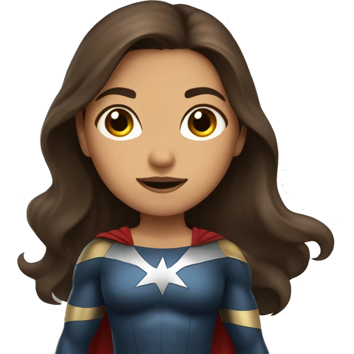 superhero, girl, long brown hair, brown eyes, hispanic emoji