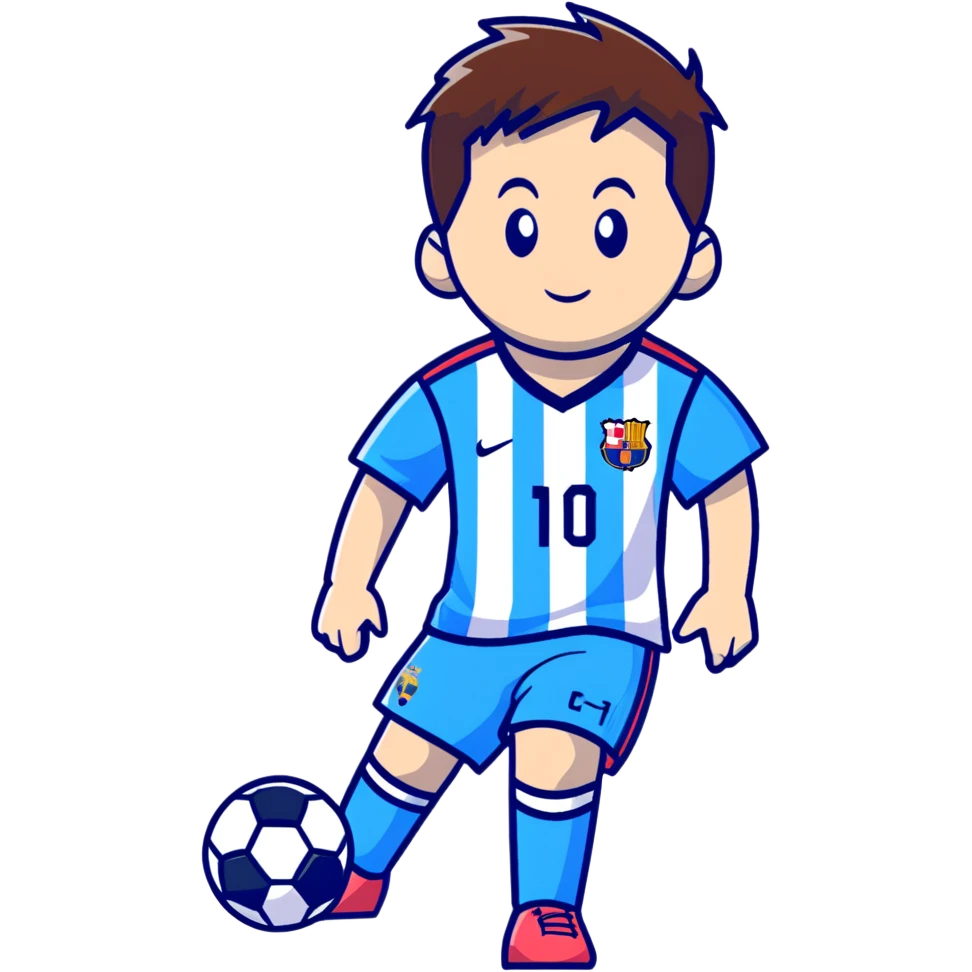 lionel messi dribbling a soccer ball wearing a blue and white jersey emoji