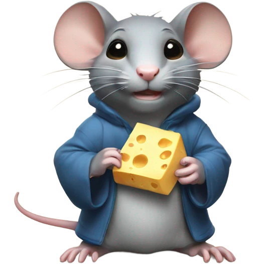 A rat holds in his hands a piece of cheese with the inscription "Alinght" emoji