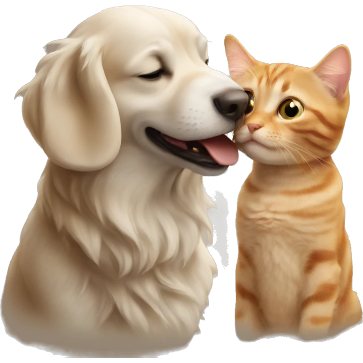 Dog kissing cat emoji