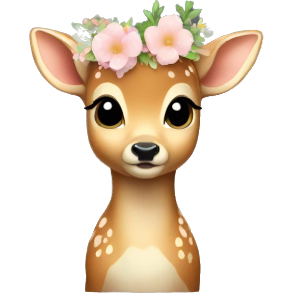Baby deer with flower crown emoji