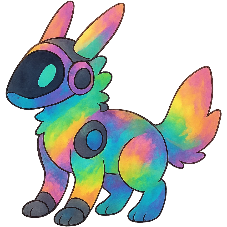 exotic tropical iridescent colorful nebula rainbow gradients cyber-Protogen-Fakémon-Pokémon emoji