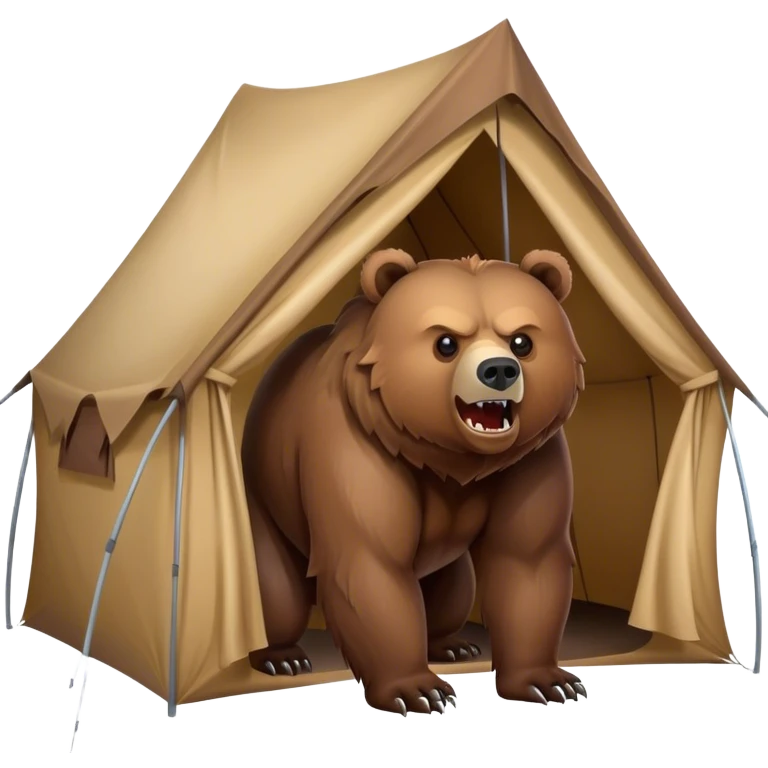 simple Grizzly Bear growling at a tent emoji