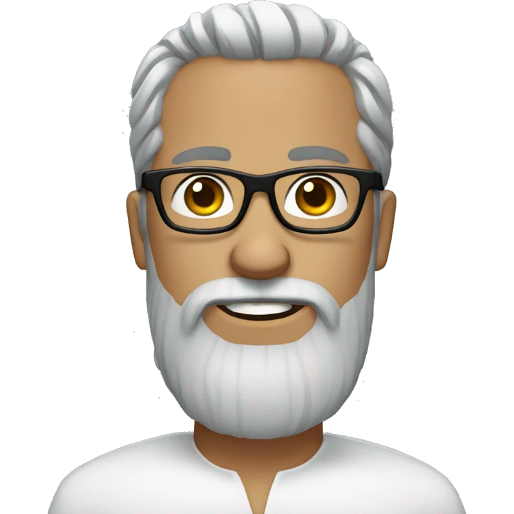 White groom with black glasses and grey long straight beard  emoji