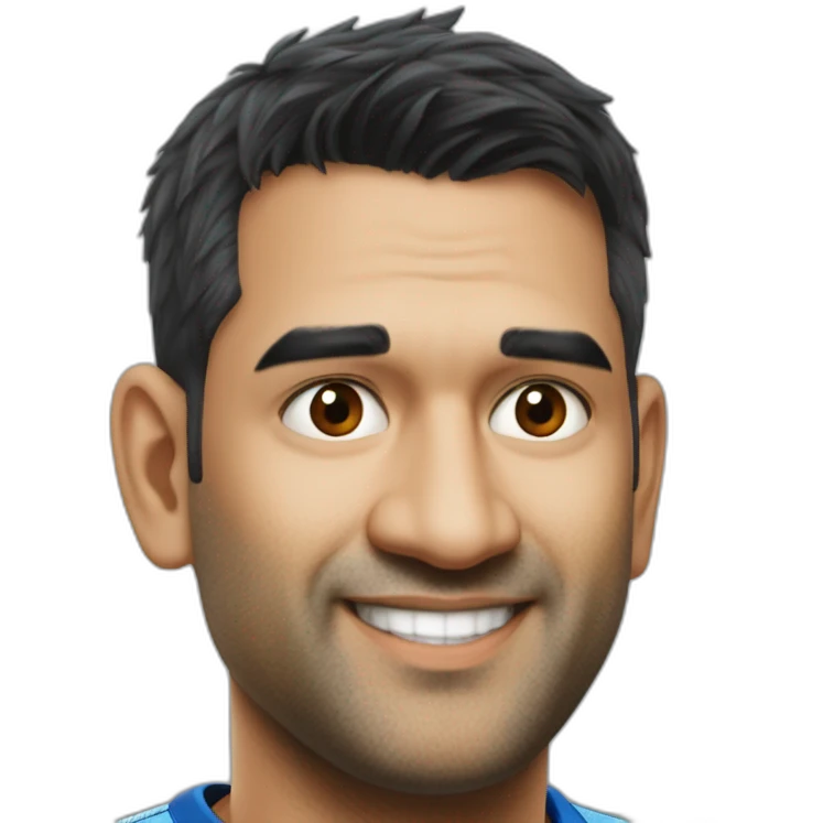 Ms dhoni right side look, smart handsome , in india jersey, only half photo emoji