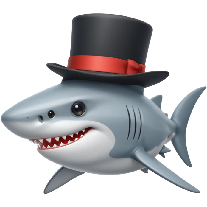Shark with a top hat emoji