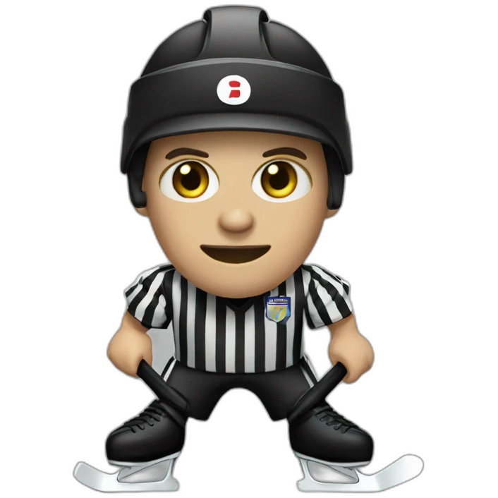 Blind hockey referee skating emoji