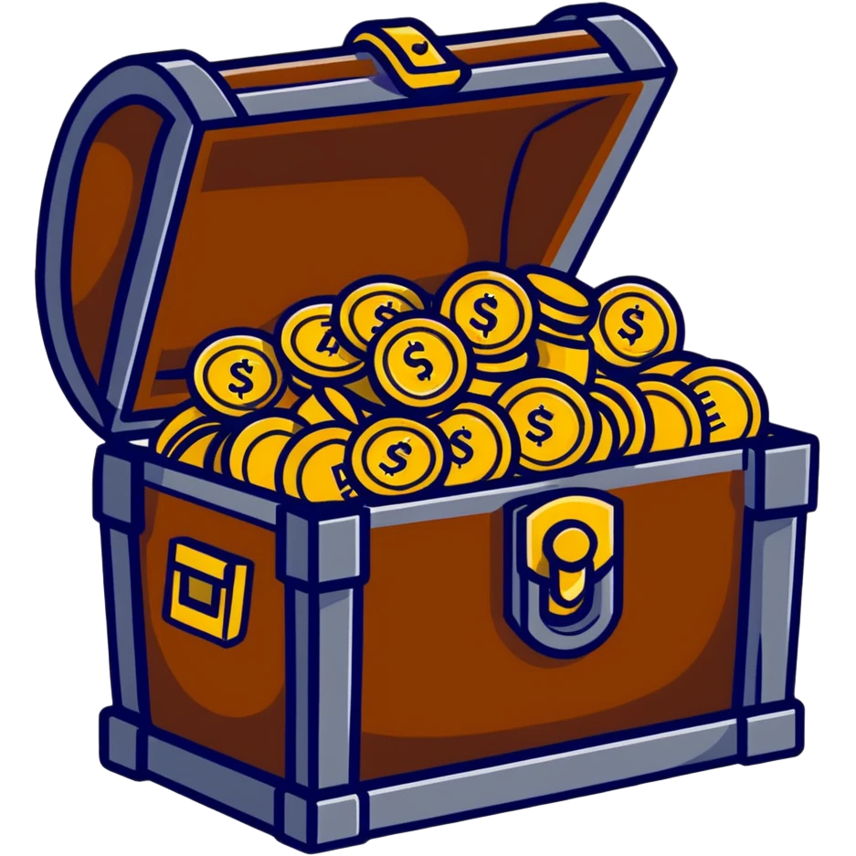 treasure chest with gold coins emoji