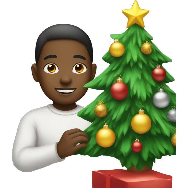 Kid decorating a Christmas tree emoji