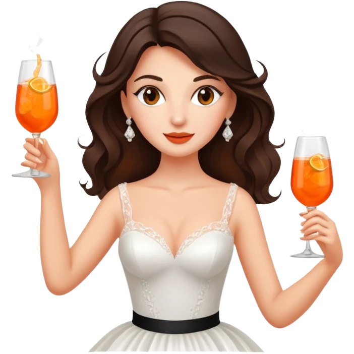 Brunette bride dancing with aperol spritz emoji