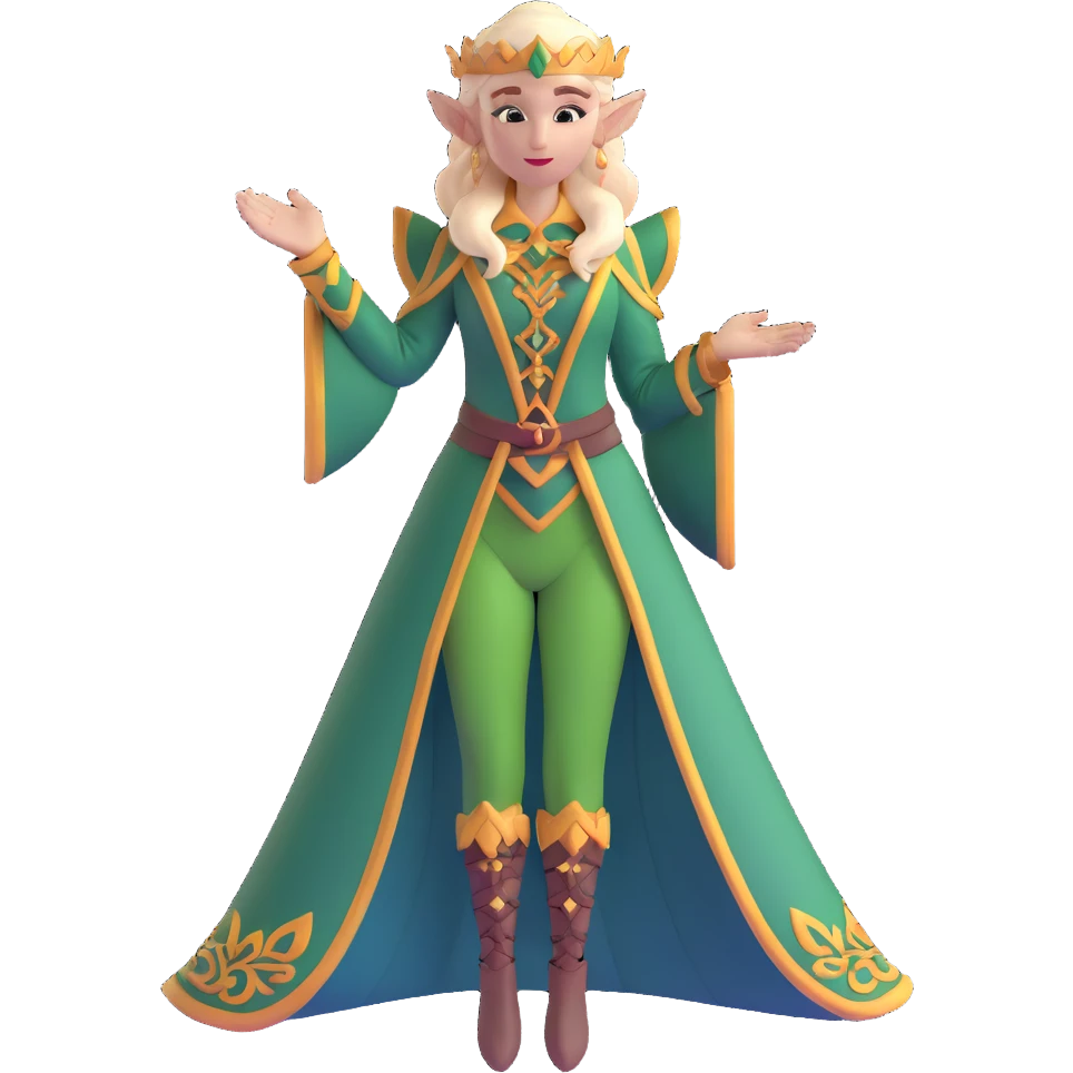 graceful female elf with ornate clothing, beautiful features, elegant pose emoji