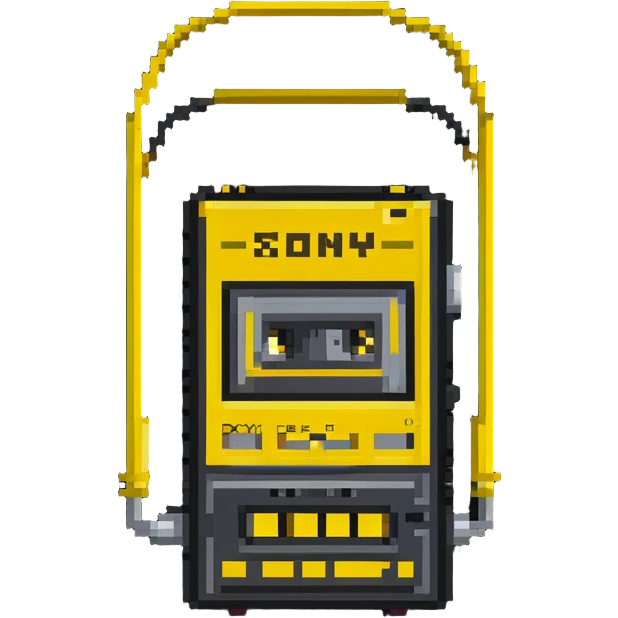 Yellow Sony Walkman cassette player from the 1980s emoji