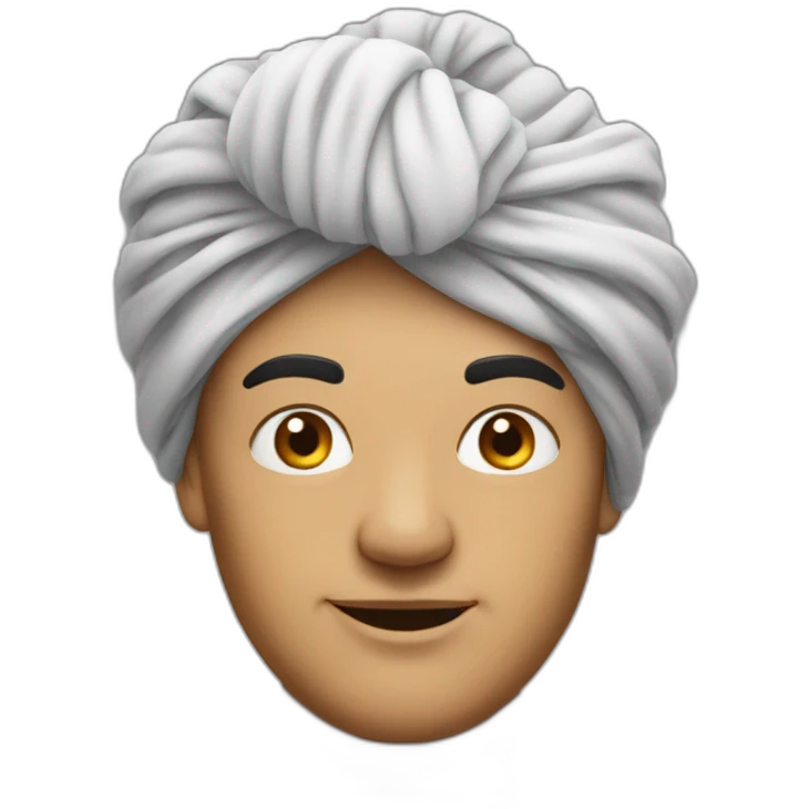Grosse tete chauve avec un turban emoji
