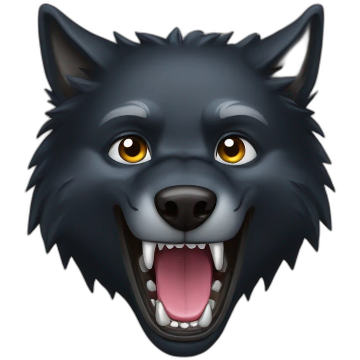 Black wolf growling  emoji