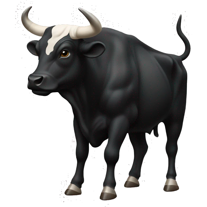 a black bull raising fore limbs emoji