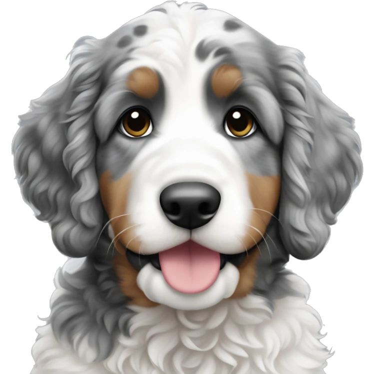 White with grey spots bernedoodle puppy emoji