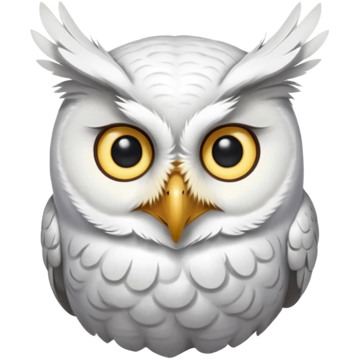 white olw half body, 45 degree rotate head, questionning emoji