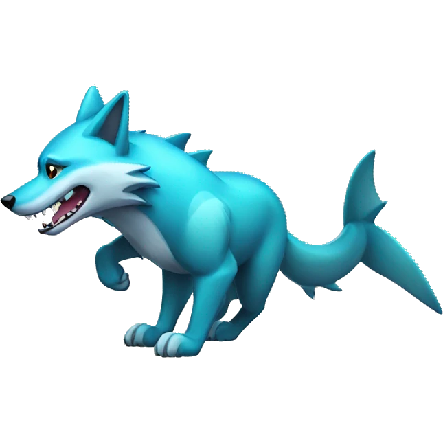 Shiny Colorful Wolf with a shark tail Full Body emoji