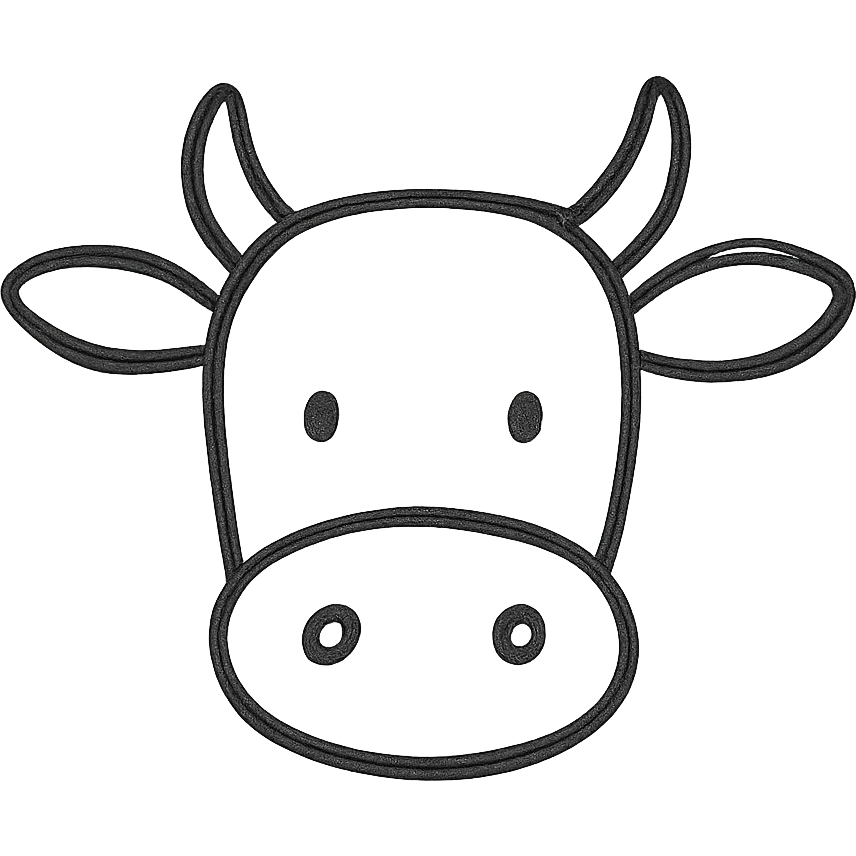 Show only the cow's head in a hand-drawn outlined icon style with sketchy lines, no fill, minimal details, no background. emoji