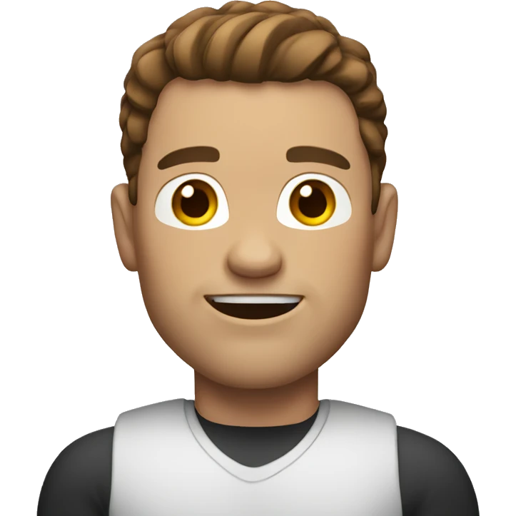 White man with brown hair, muscles and no mustache  emoji