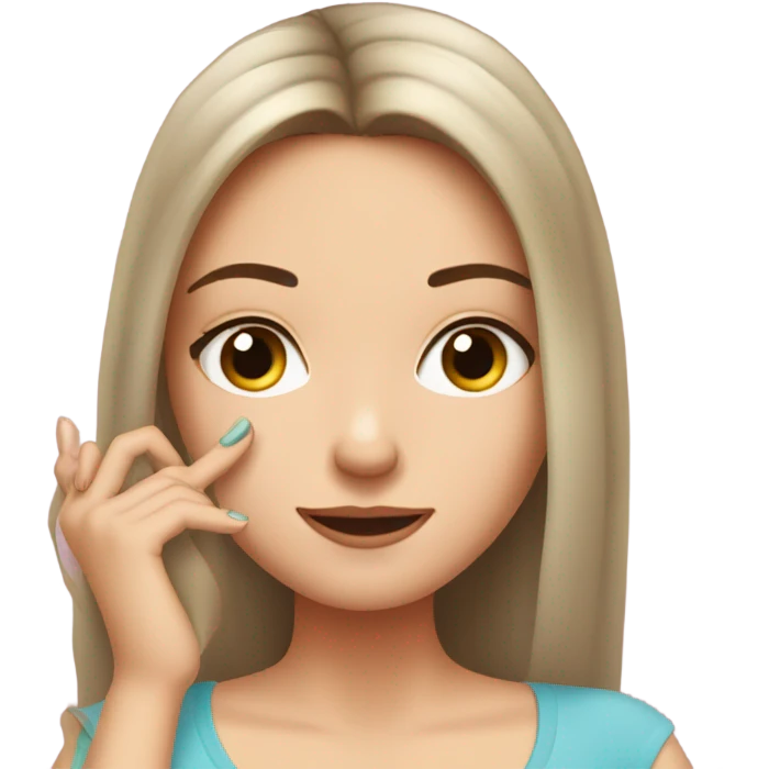 White girl brunette Side eye checking nails  emoji