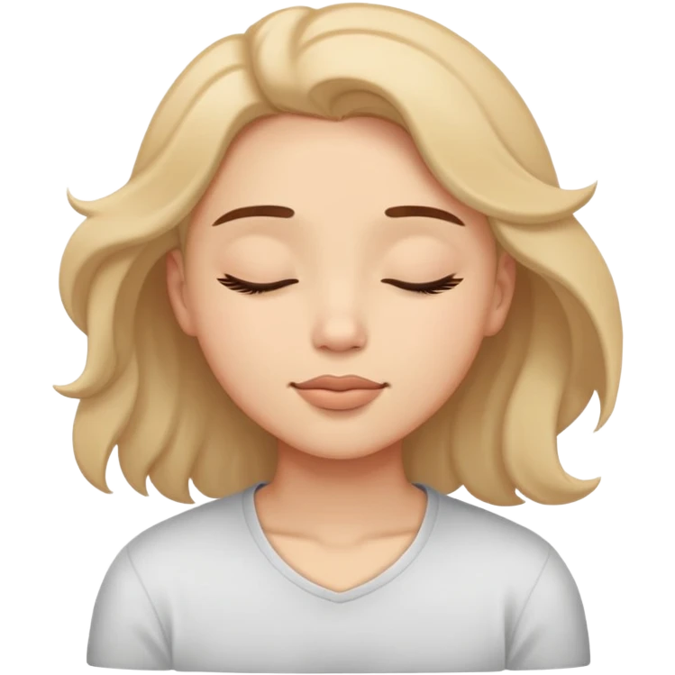 person relaxing with eyes closed enjoying a pleasurable breeze on their face emoji