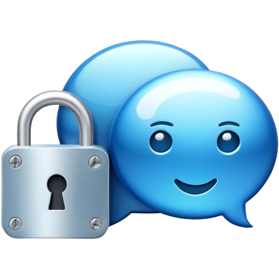 Private group chat icon with a lock on a chat bubble emoji